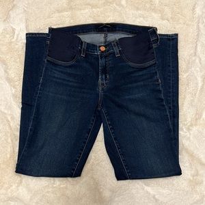 JBRAND Side Panel Maternity Skinny Jeans - dark blue, size 28